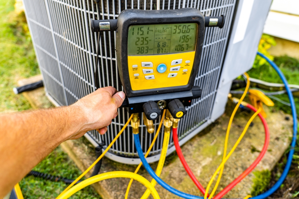 Checking refrigerant on air conditioner
